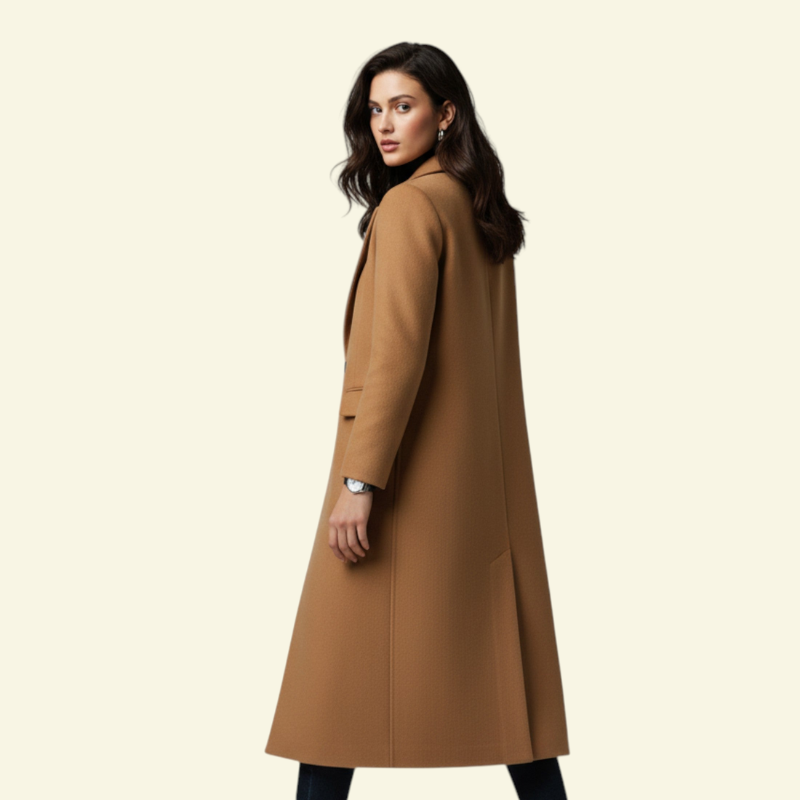 Elegancki, dopasowany płaszcz damski z klasycznym kołnierzem - L&S; - 6 - Livia-Moda