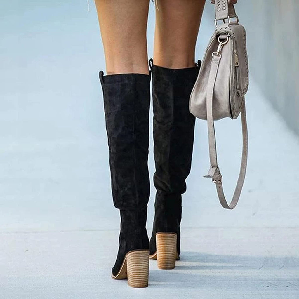 Stilvolle knöchelhohe Stiefel für Damen im Western-Stil mit komfortablem Blockabsatz - J&B - 6 - Annoboutique
