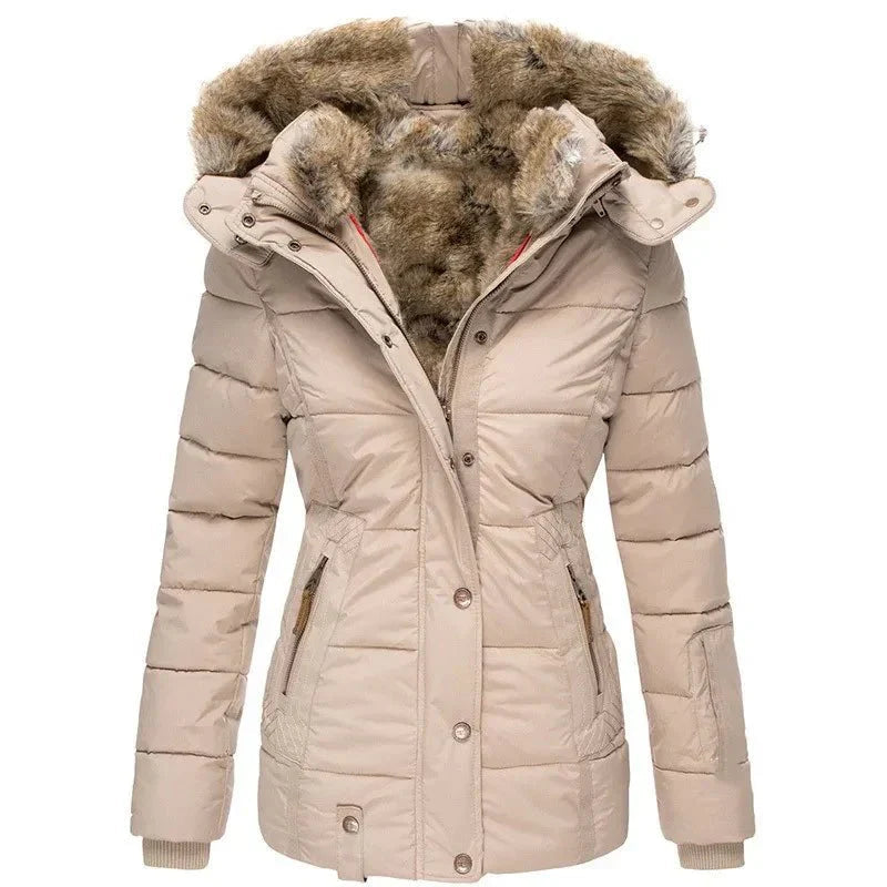 Elegancka damska kurtka zimowa z kapturem – Krój podkreślający sylwetkę - L&S; - 4 - Livia-Moda
