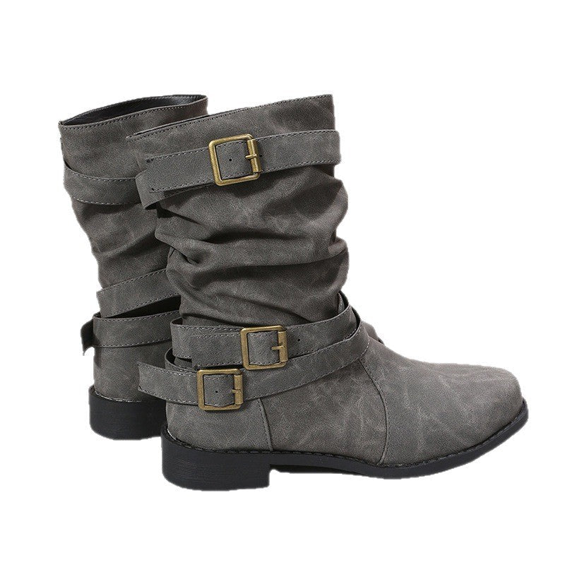 Damskie buty na niskim obcasie z eleganckimi klamrami - J&B; - 8 - Livia-Moda