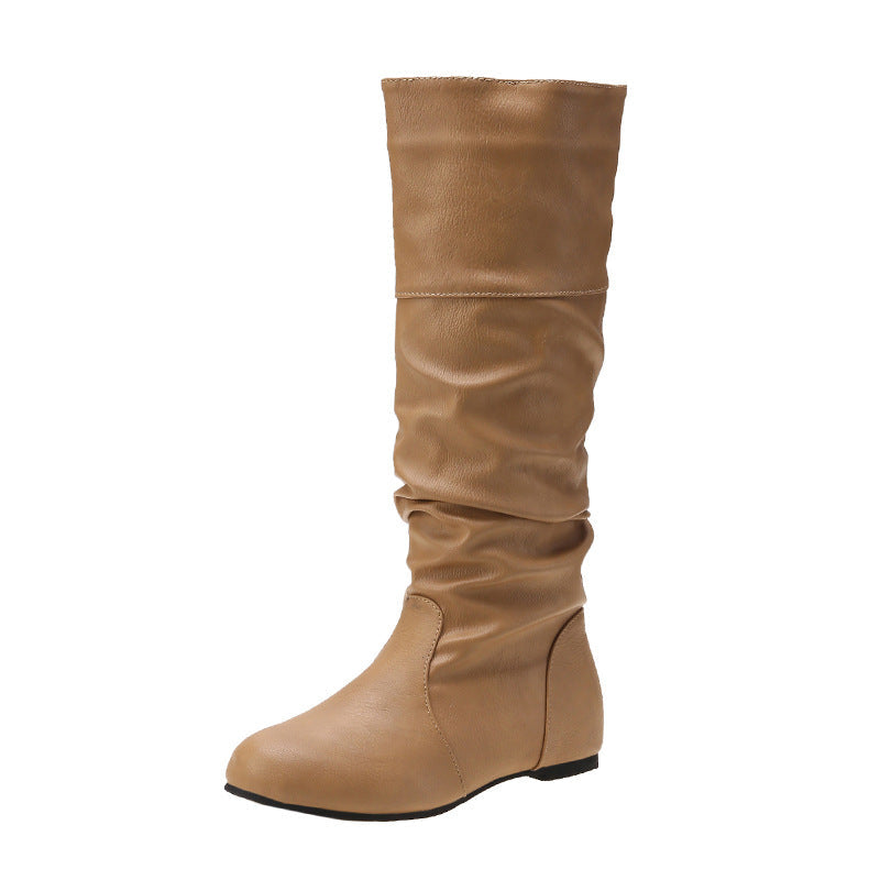 Swobodne damskie buty jeździeckie z wysoką cholewką i zaokrąglonym czubkiem - J&B; - 5 - Livia-Moda