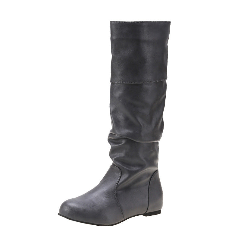 Swobodne damskie buty jeździeckie z wysoką cholewką i zaokrąglonym czubkiem - J&B; - 6 - Livia-Moda