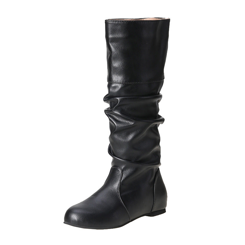 Swobodne damskie buty jeździeckie z wysoką cholewką i zaokrąglonym czubkiem - J&B; - 7 - Livia-Moda