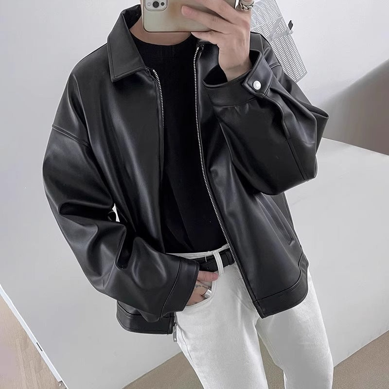Męska kurtka motocyklowa o luźnym kroju z zamkiem błyskawicznym - J&B; - 3 - Livia-Moda