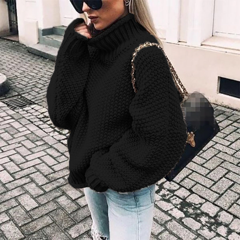 Sweter damski: Wygodny sweter z golfem i prążkowanymi wykończeniami - J&B; - 6 - Livia-Moda
