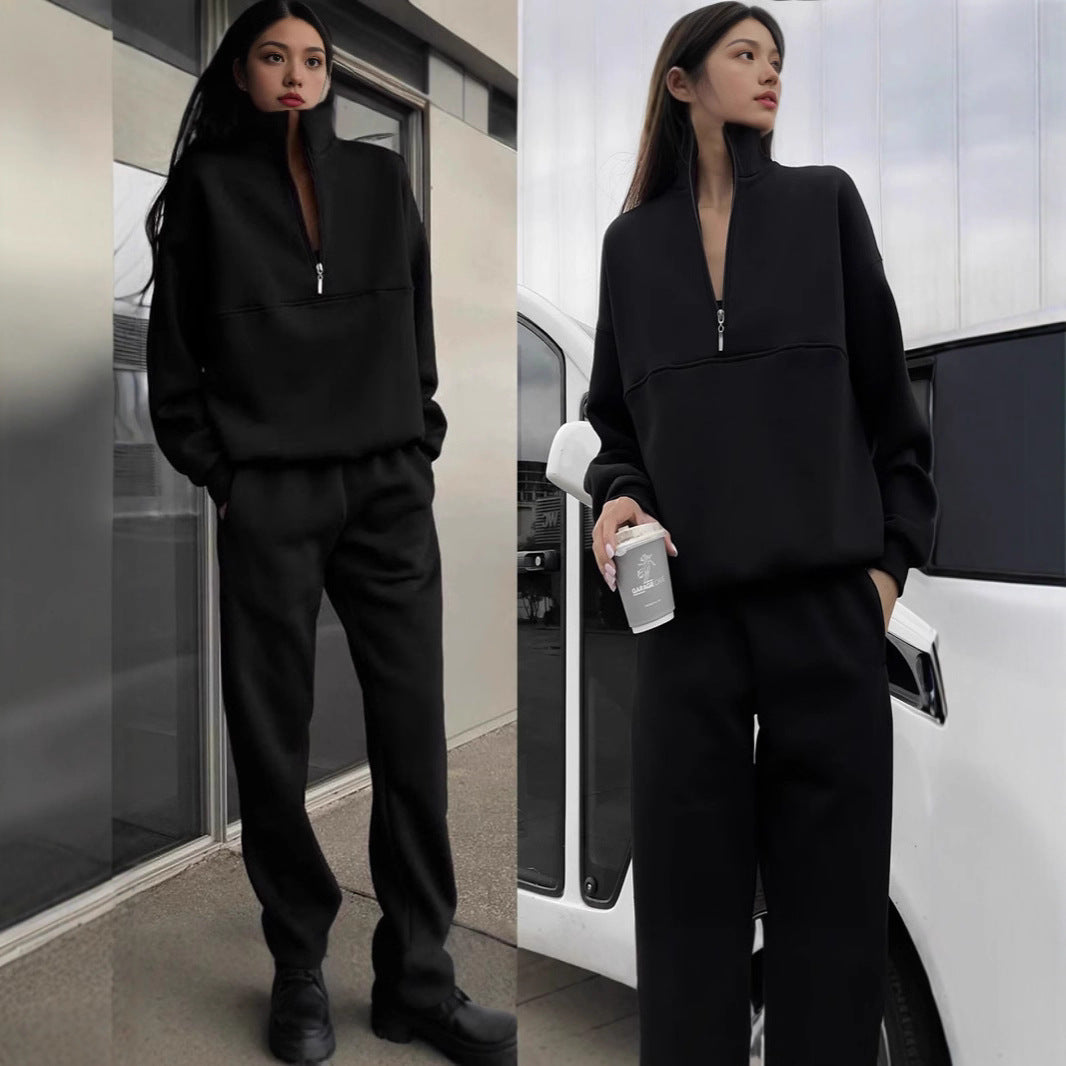 Dwuczęściowy zestaw damski z zamkiem błyskawicznym i krojem oversize - J&B; - 7 - Livia-Moda