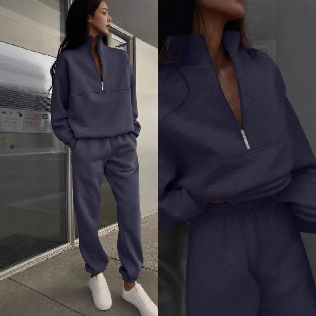Dwuczęściowy zestaw damski z zamkiem błyskawicznym i krojem oversize - J&B; - 10 - Livia-Moda