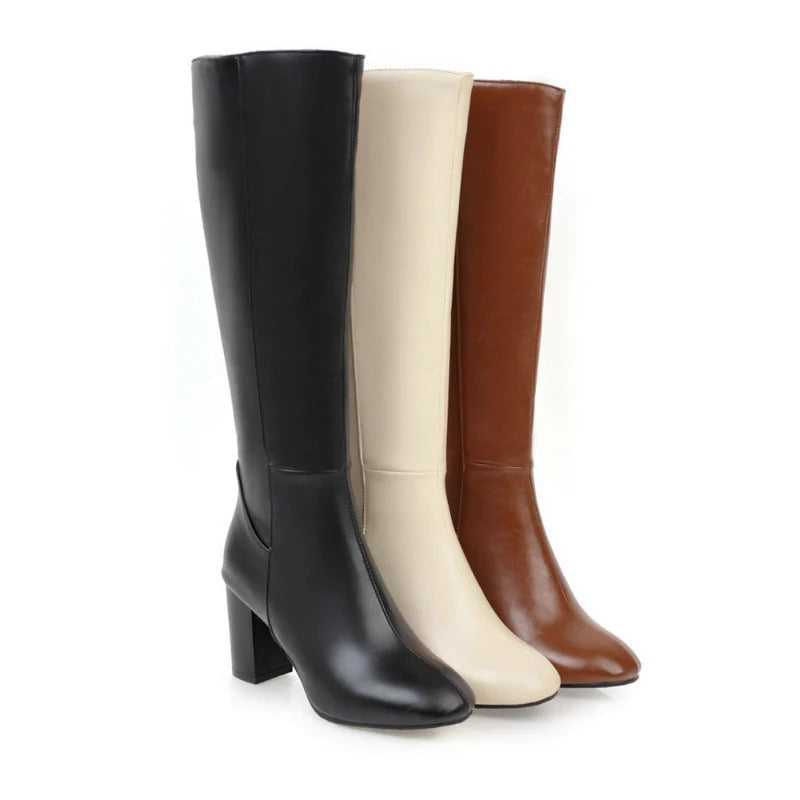 Stylowe damskie buty z grubym obcasem i spiczastym czubkiem - J&B; - 2 - Livia-Moda