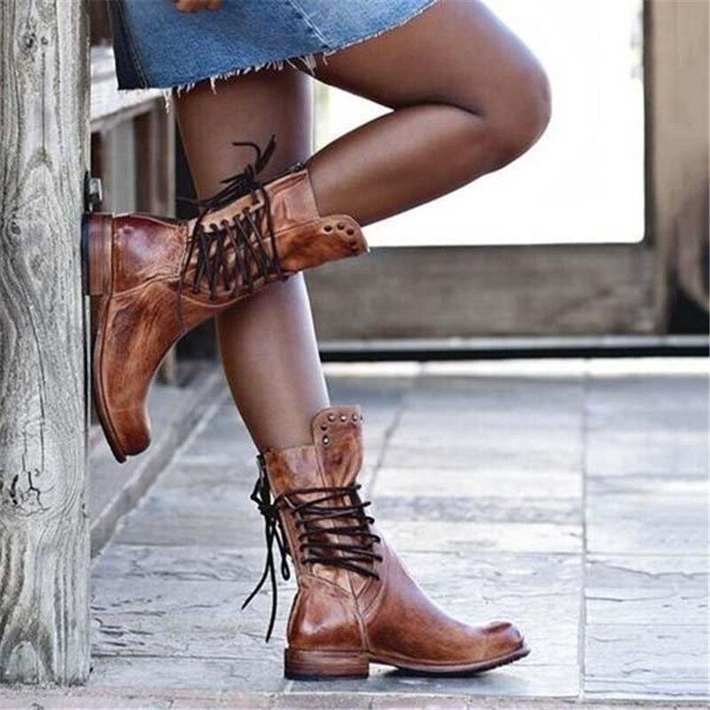 Damskie buty sznurowane – W stylu vintage i z wygodnym obcasem blokowym - J&B; - 5 - Livia-Moda