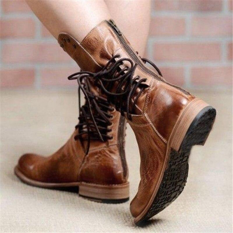Damskie buty sznurowane – W stylu vintage i z wygodnym obcasem blokowym - J&B; - 6 - Livia-Moda