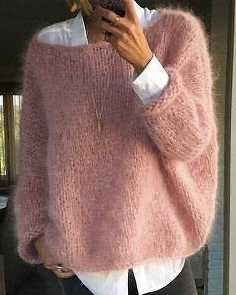 Sweter – Damski sweter z dzianiny w stylu oversize o luźnym kroju - J&B; - 1 - Livia-Moda