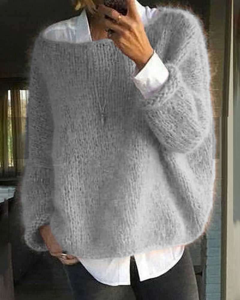 Sweter – Damski sweter z dzianiny w stylu oversize o luźnym kroju - J&B; - 2 - Livia-Moda