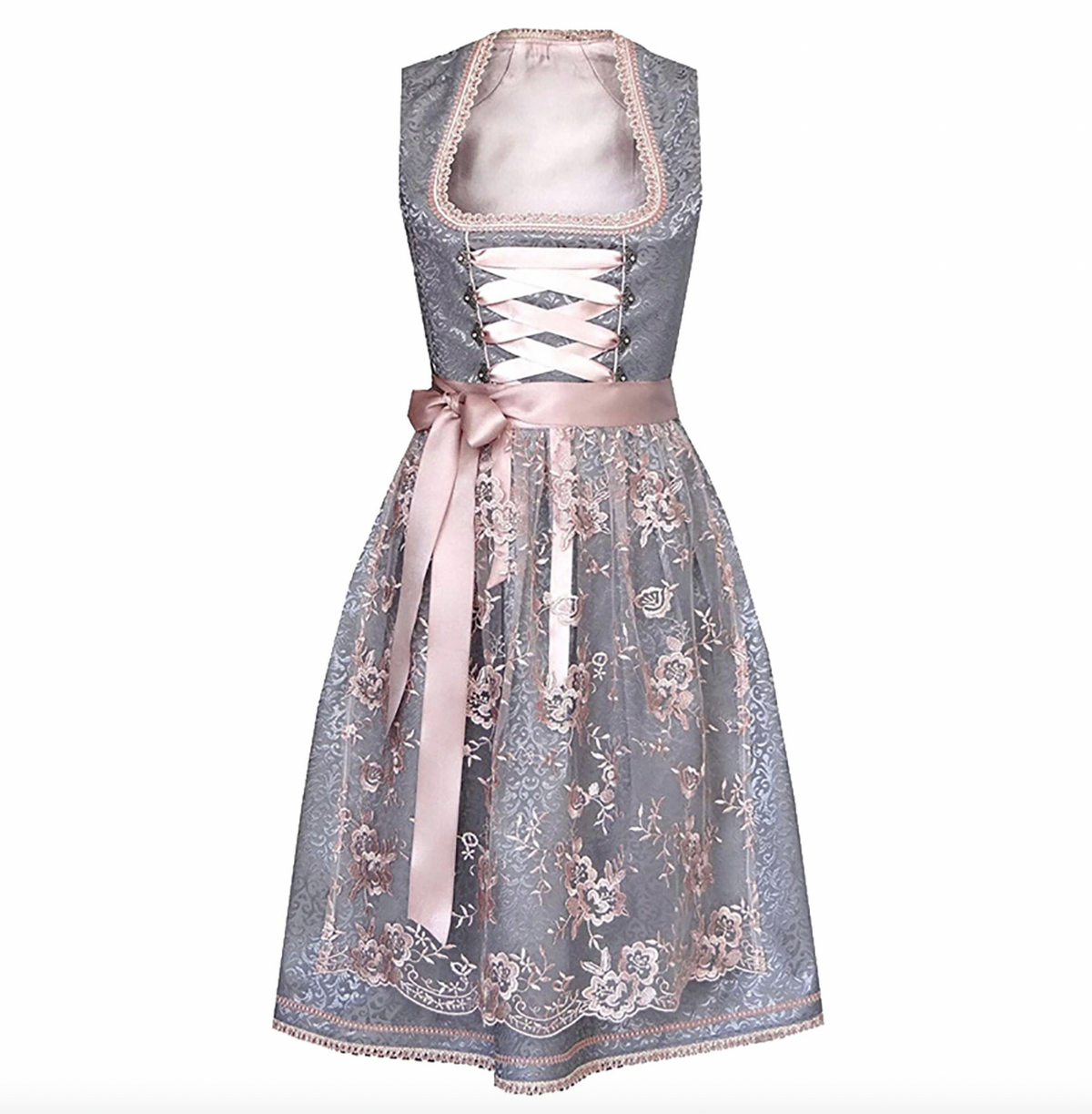 Dirndl damskie z koronkowymi wykończeniami i elegancką kokardką - J&B; - 5 - Livia-Moda