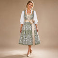 Dirndl damski – Elegancki wzór kwiatowy z wiązaniem i paskiem w talii - J&B; - 4 - Livia-Moda