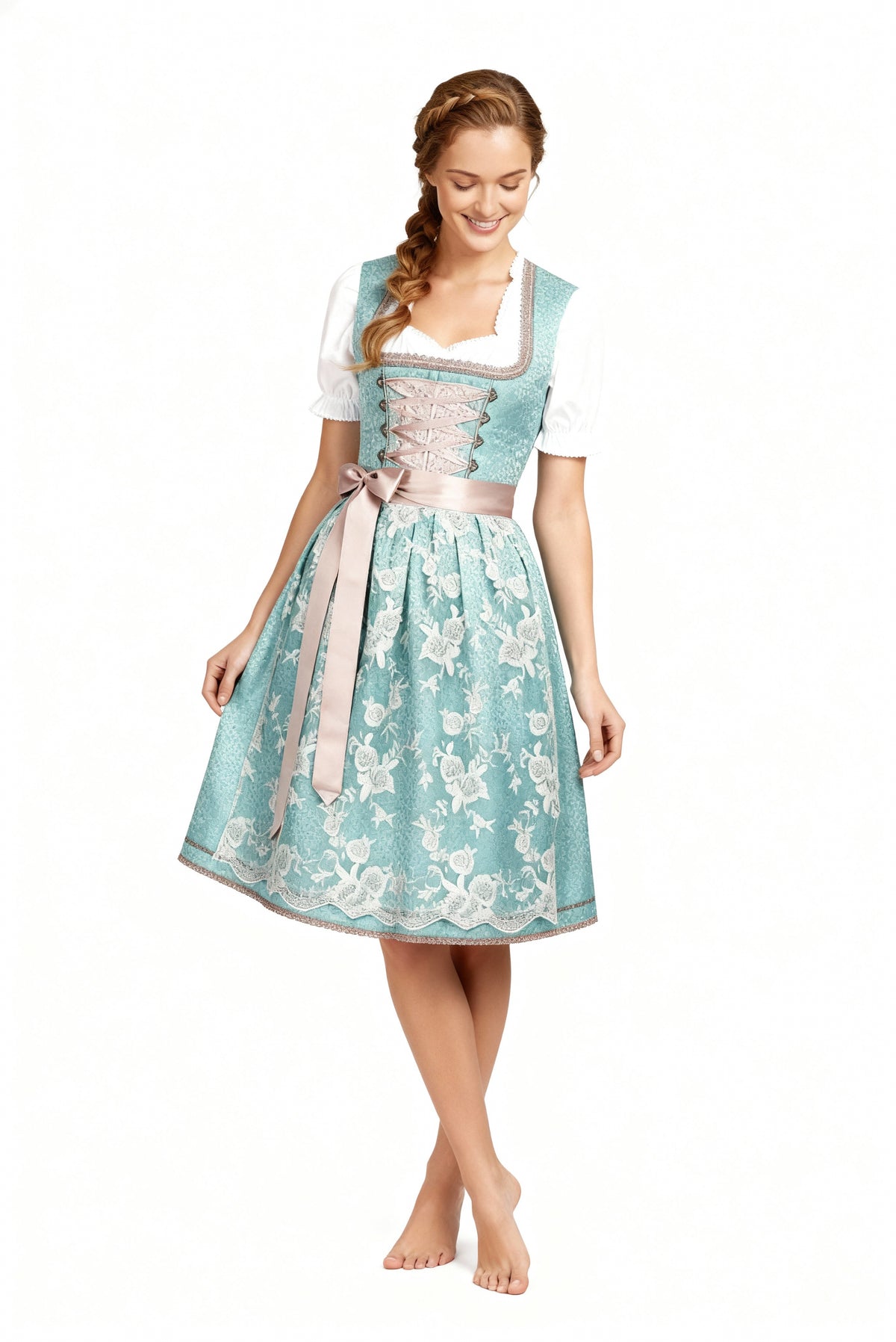 Dirndl damski o klasycznym kroju z dekoltem w kształcie serca i eleganckim haftem - J&B; - 2 - Livia-Moda