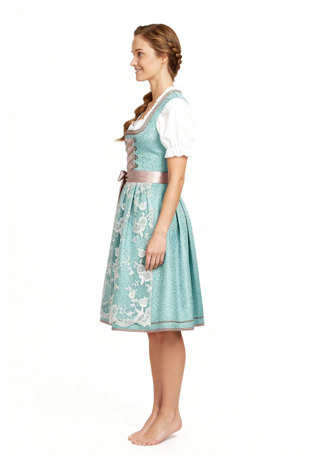 Dirndl damski o klasycznym kroju z dekoltem w kształcie serca i eleganckim haftem - J&B; - 3 - Livia-Moda