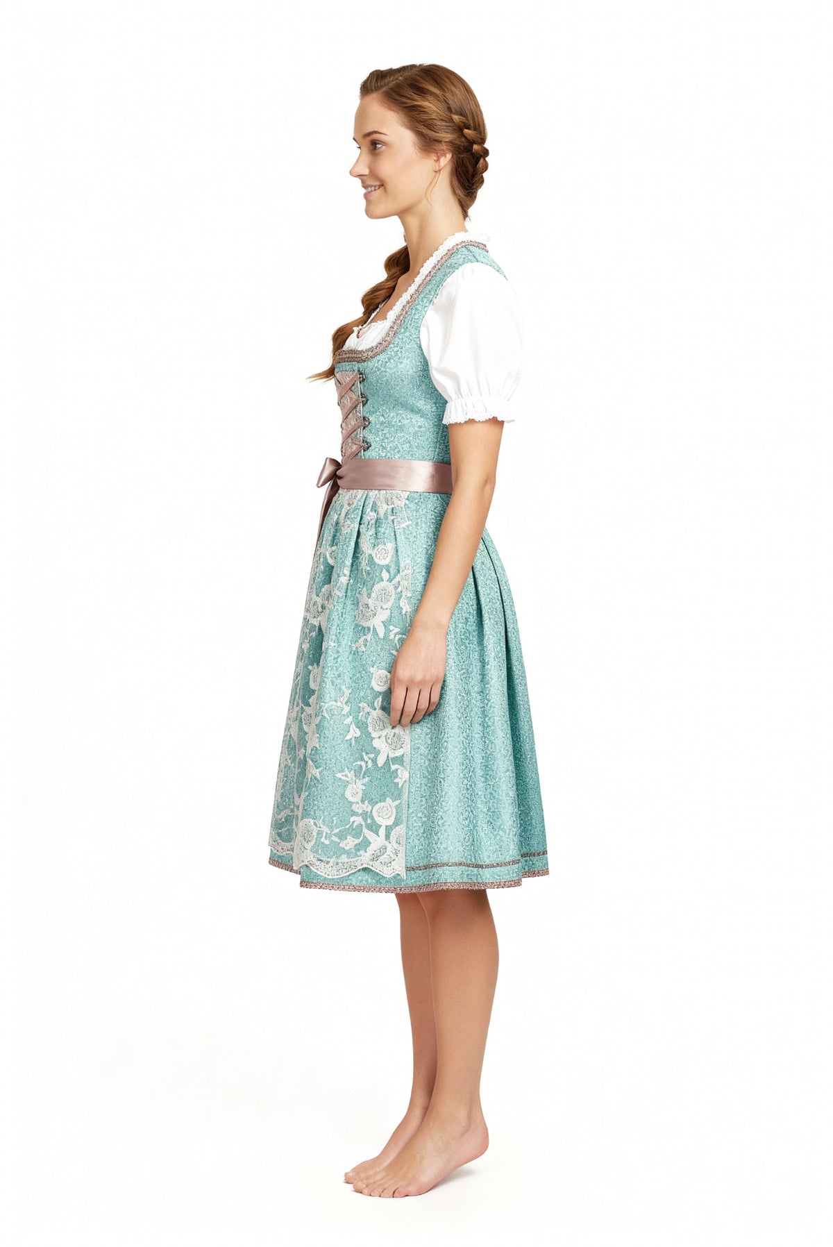 Dirndl damski o klasycznym kroju z dekoltem w kształcie serca i eleganckim haftem - J&B; - 3 - Livia-Moda