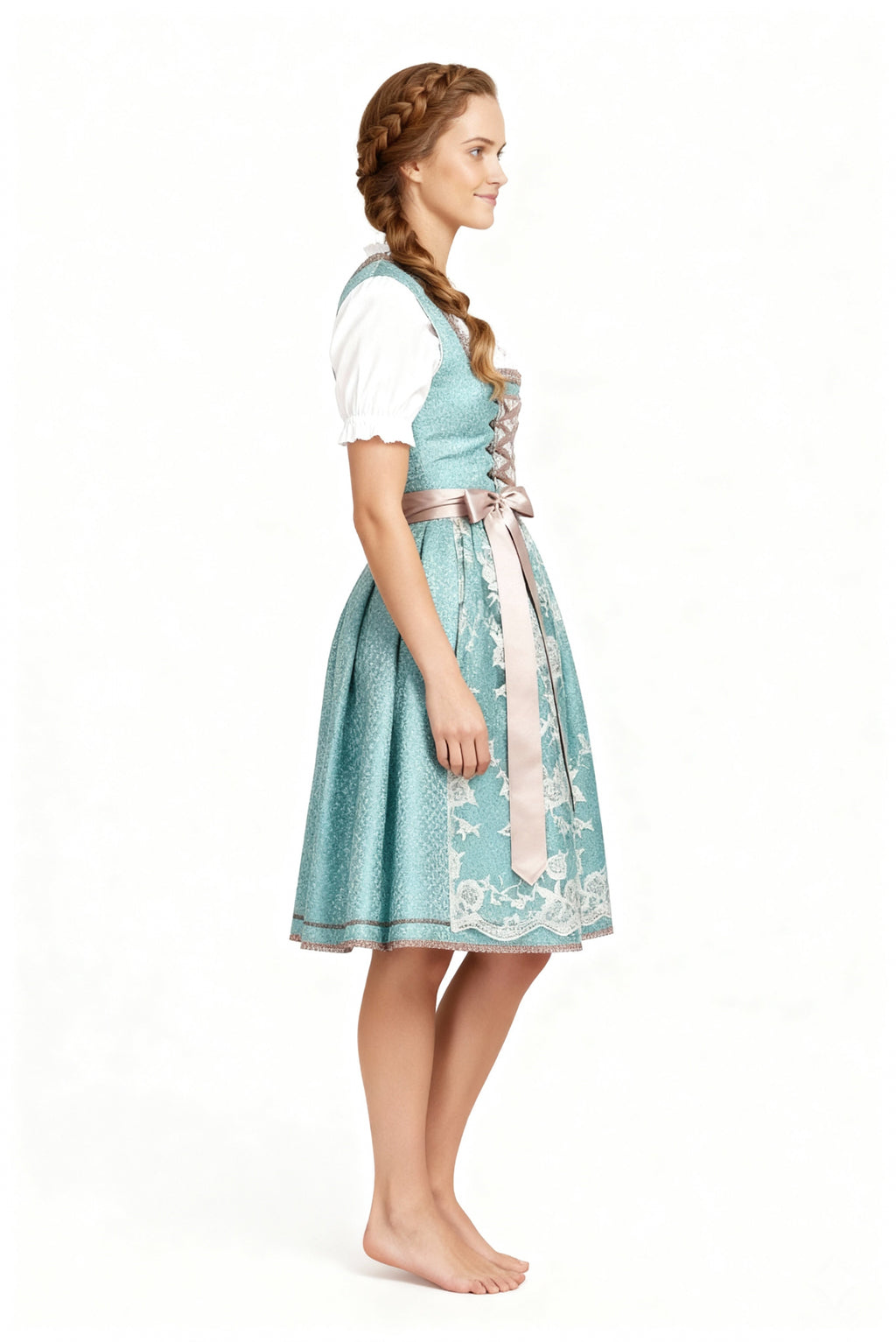 Dirndl damski o klasycznym kroju z dekoltem w kształcie serca i eleganckim haftem - J&B; - 5 - Livia-Moda