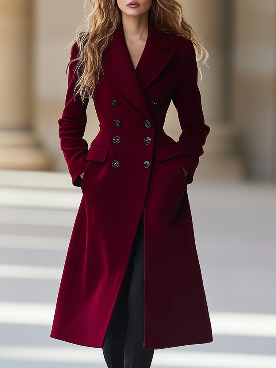 Elegancki damski płaszcz zimowy w stylu dwurzędowym o podkreślającym sylwetkę kroju - J&B; - 1 - Livia-Moda
