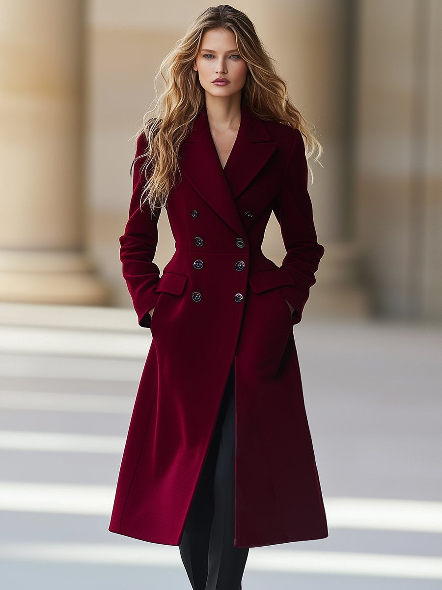 Elegancki damski płaszcz zimowy w stylu dwurzędowym o podkreślającym sylwetkę kroju - J&B; - 2 - Livia-Moda
