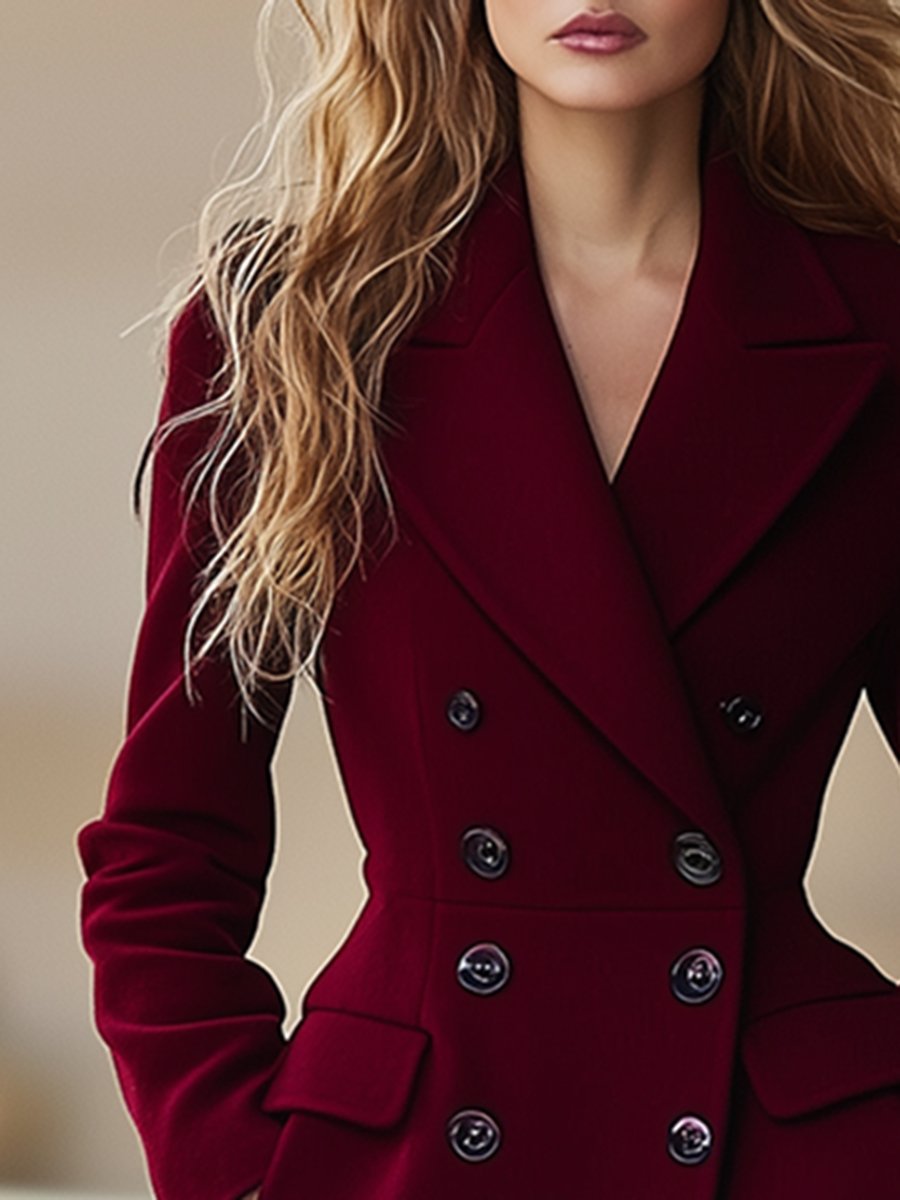 Elegancki damski płaszcz zimowy w stylu dwurzędowym o podkreślającym sylwetkę kroju - J&B; - 3 - Livia-Moda