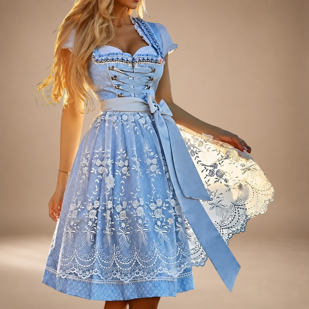 Dirndl damski w stylu sznurowanym z haftowaną spódnicą - J&B; - 4 - Livia-Moda