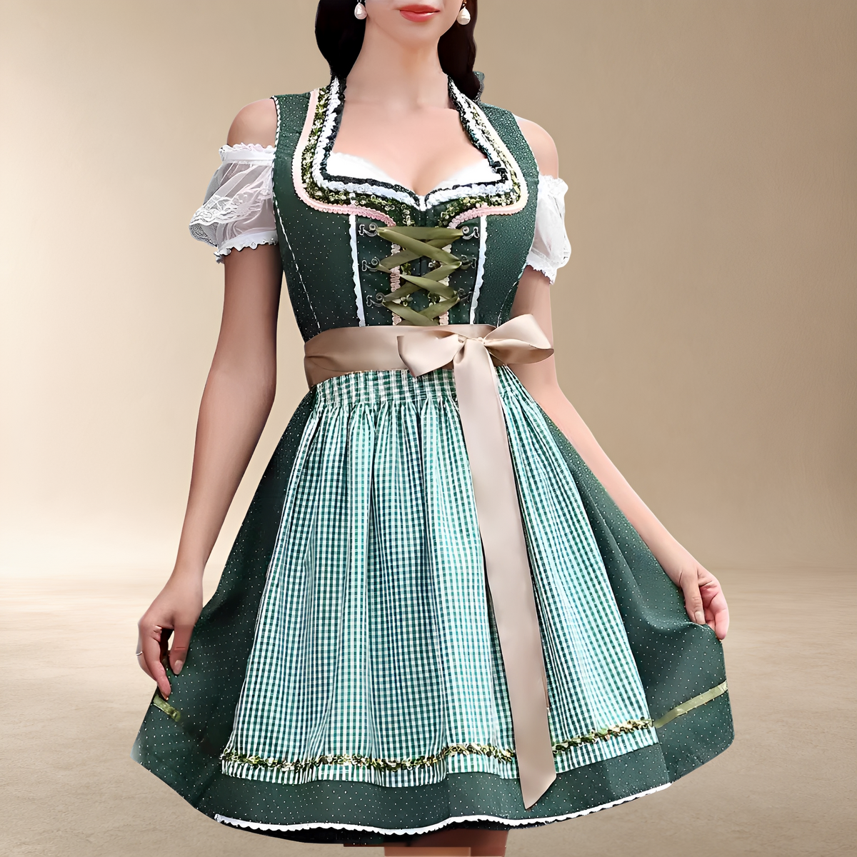 Mini sukienka typu dirndl dla kobiet z rękawami odsłaniającymi ramiona i eleganckim krojem - J&B; - 4 - Livia-Moda