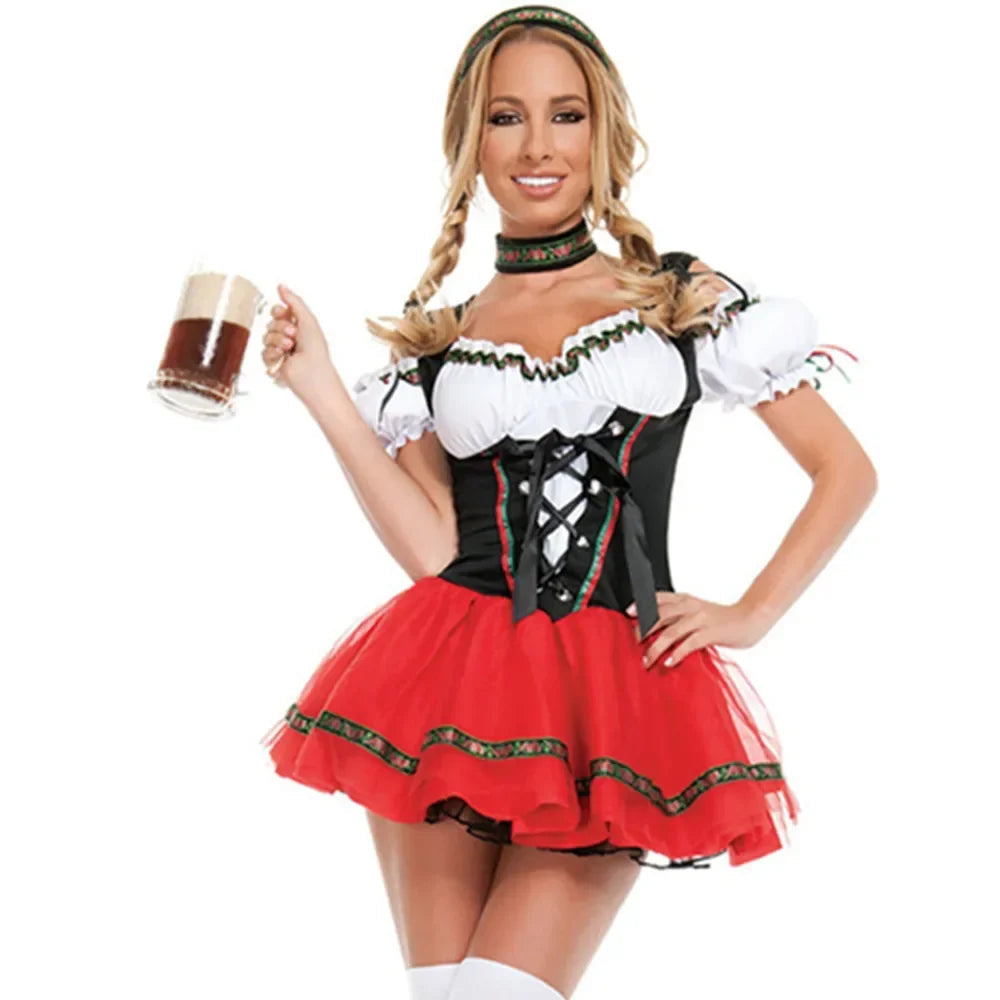 Dirndl na Oktoberfest dla kobiet – Figlarny fason z sznurowaniem - J&B; - 5 - Livia-Moda
