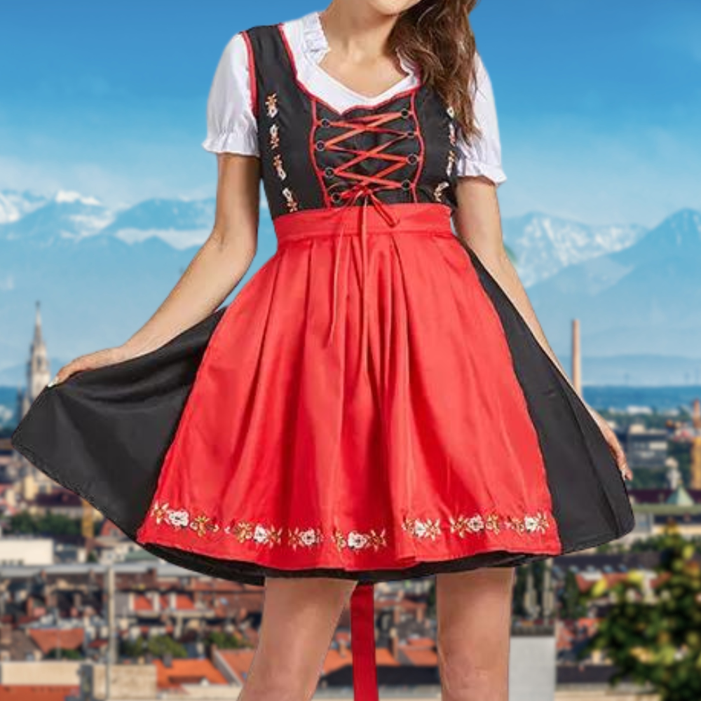 Dirndl dla kobiet w tradycyjnym stylu Oktoberfestu z fartuchem - J&B; - 1 - Livia-Moda