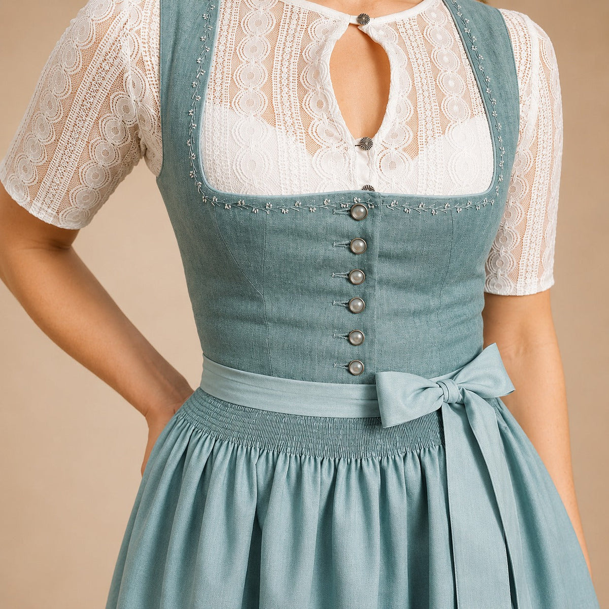 Tradycyjna sukienka na Oktoberfest dla kobiet z ozdobą w postaci kokardki - 10 - Livia-Moda