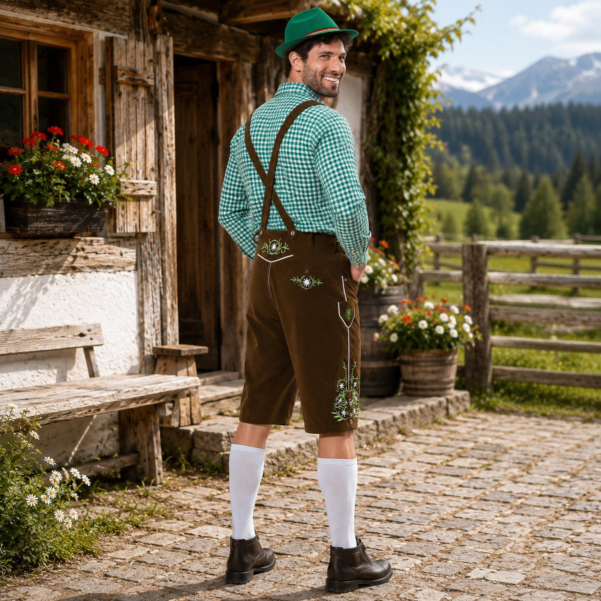 Tradycyjne skórzane spodnie męskie – W autentycznym stylu Oktoberfestu z haftem - J&B; - 2 - Livia-Moda