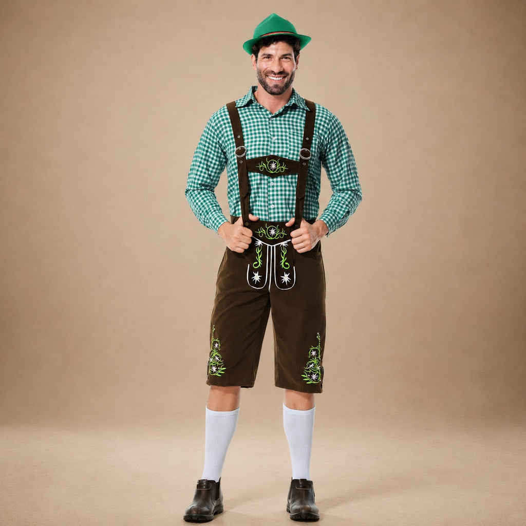 Tradycyjne skórzane spodnie męskie – W autentycznym stylu Oktoberfestu z haftem - J&B; - 4 - Livia-Moda