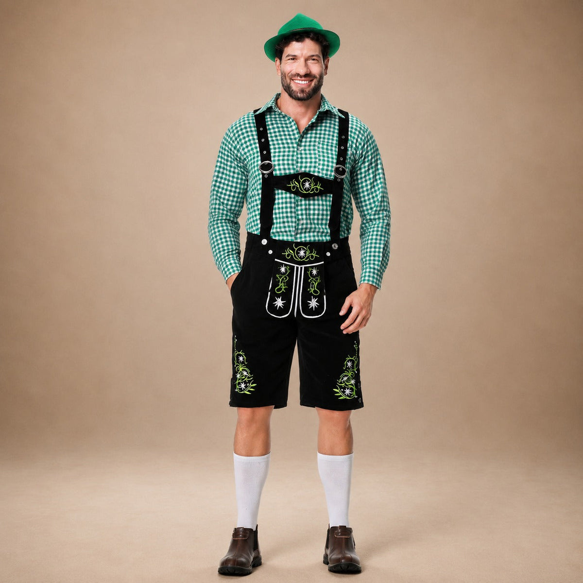 Tradycyjne skórzane spodnie męskie – W autentycznym stylu Oktoberfestu z haftem - J&B; - 5 - Livia-Moda
