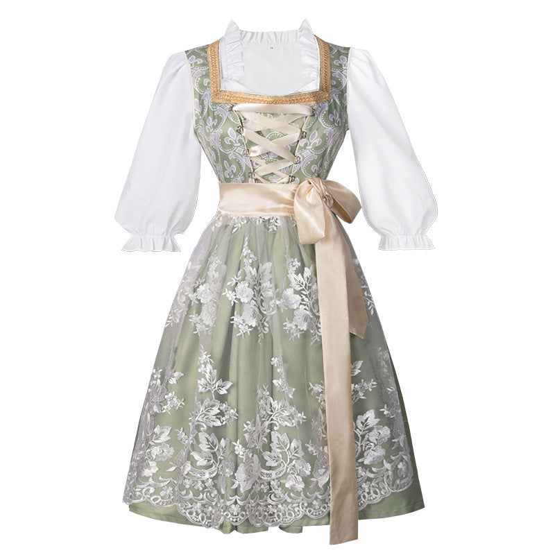 Sukienka dirndl damska z haftem i paskiem w talii | L&V - 1 - Livia-Moda