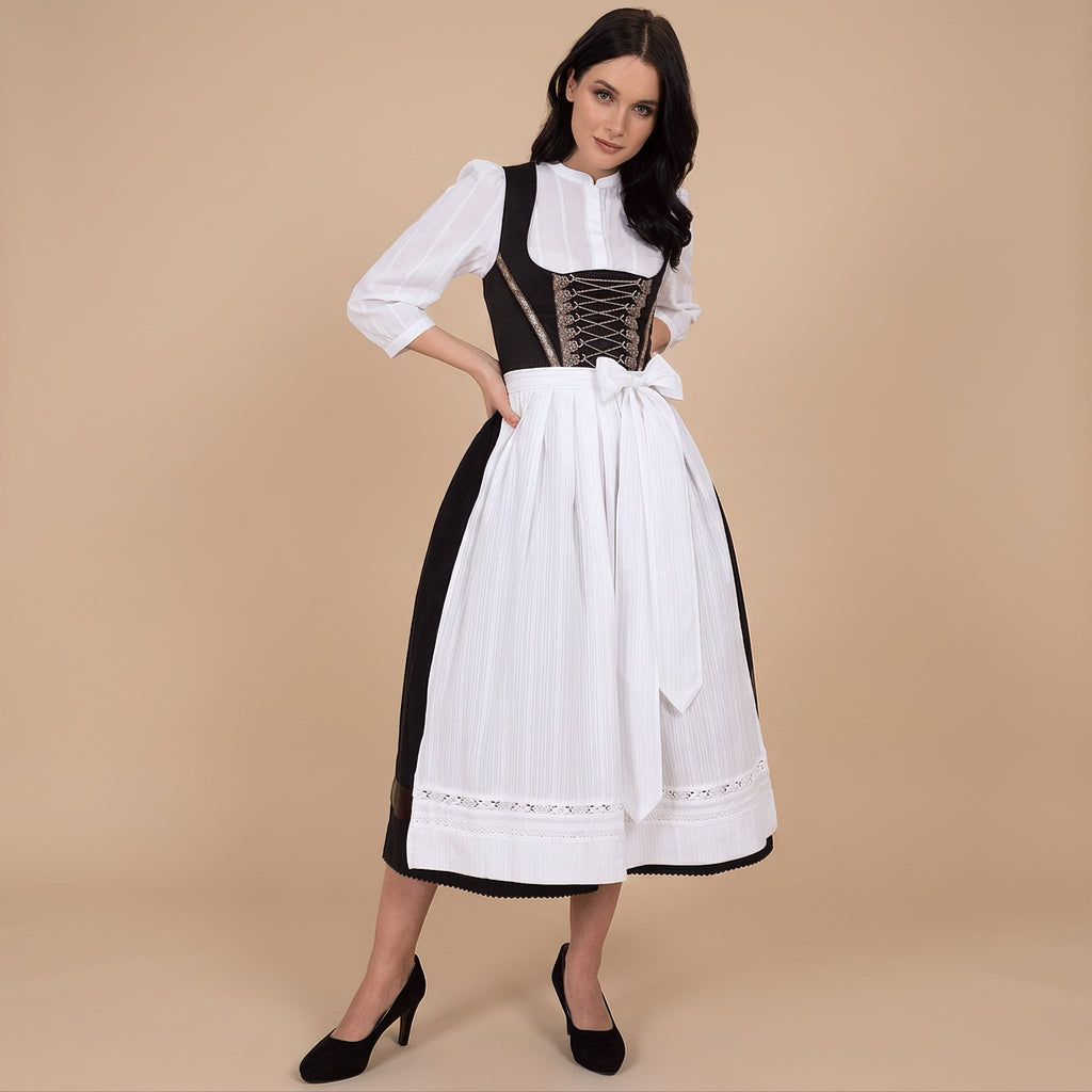 Sukienka dirndl damska z długimi rękawami i sznurowaniem | L&V - 4 - Livia-Moda