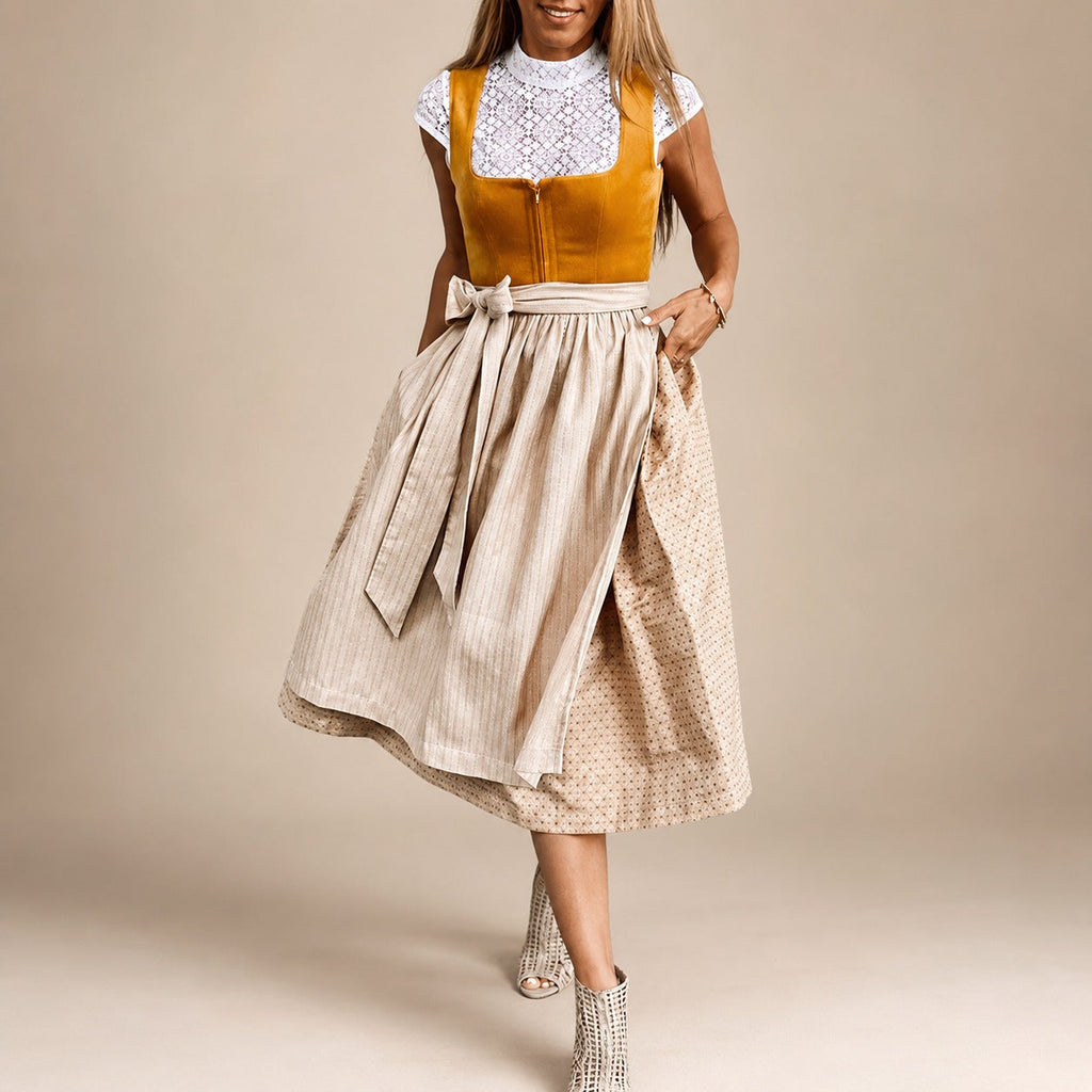 Dirndl damski o klasycznym kroju i dopasowanym górnym części - J&B; - 4 - Livia-Moda