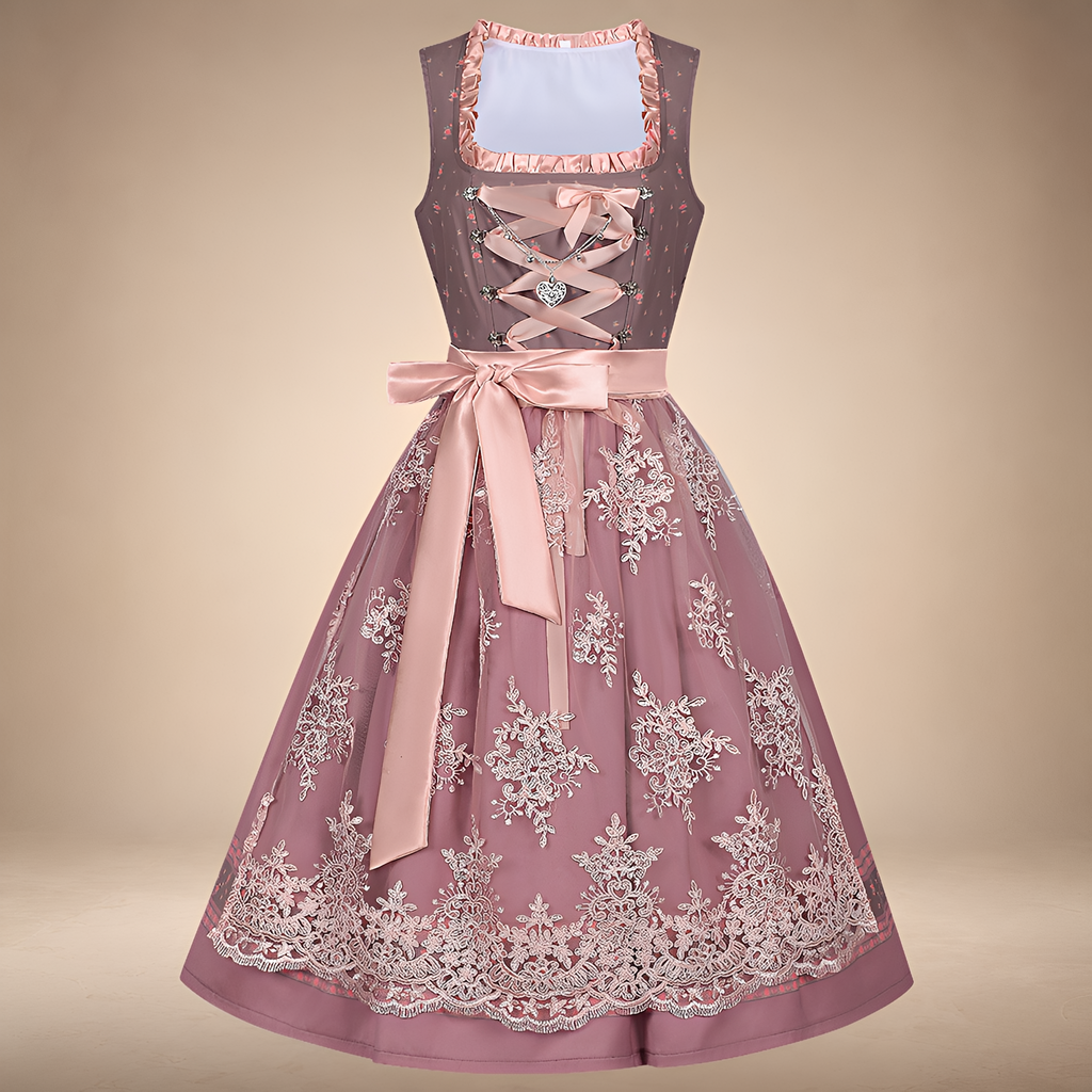 Sukienka dirndl damska z koronkowymi detalami i sznurowaniem | L&V - 4 - Livia-Moda