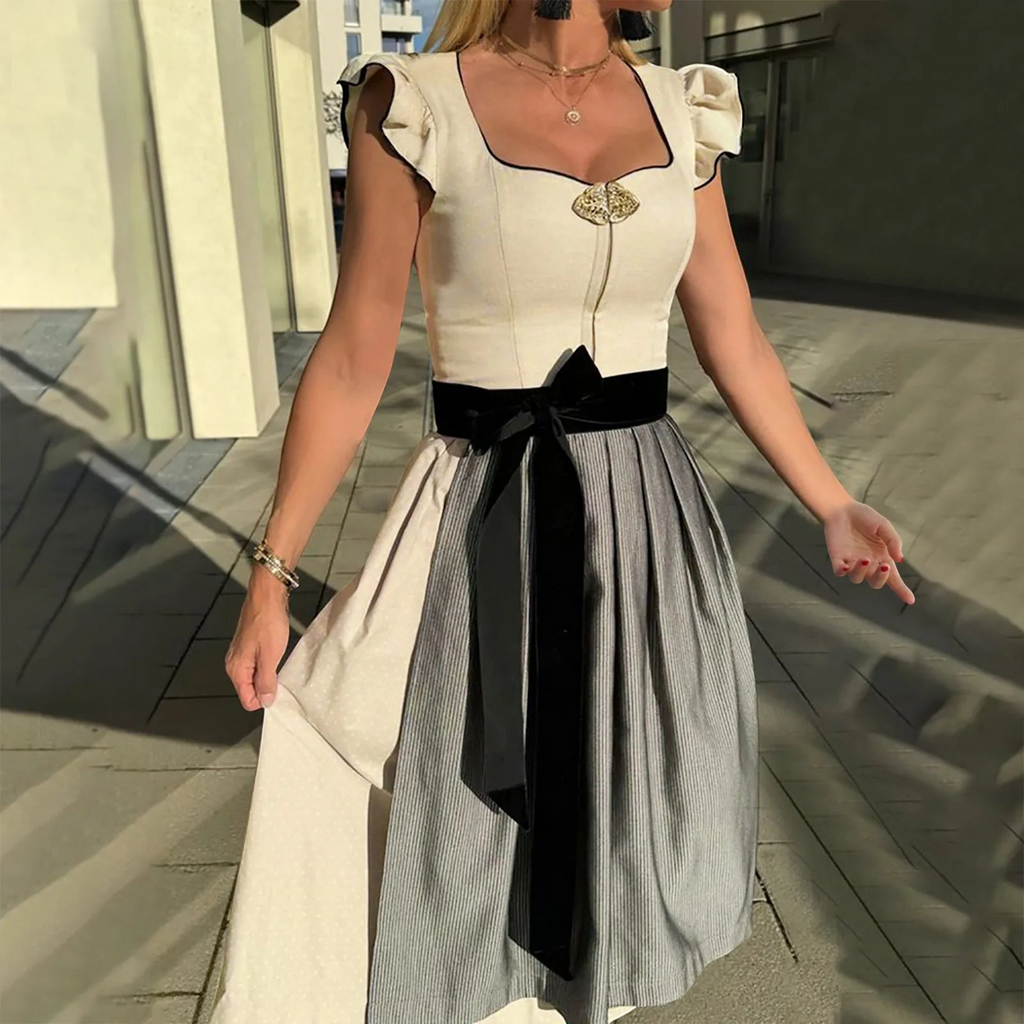 Sukienka dirndl damska z falbanami i dopasowanym krojem | L&V - 3 - Livia-Moda