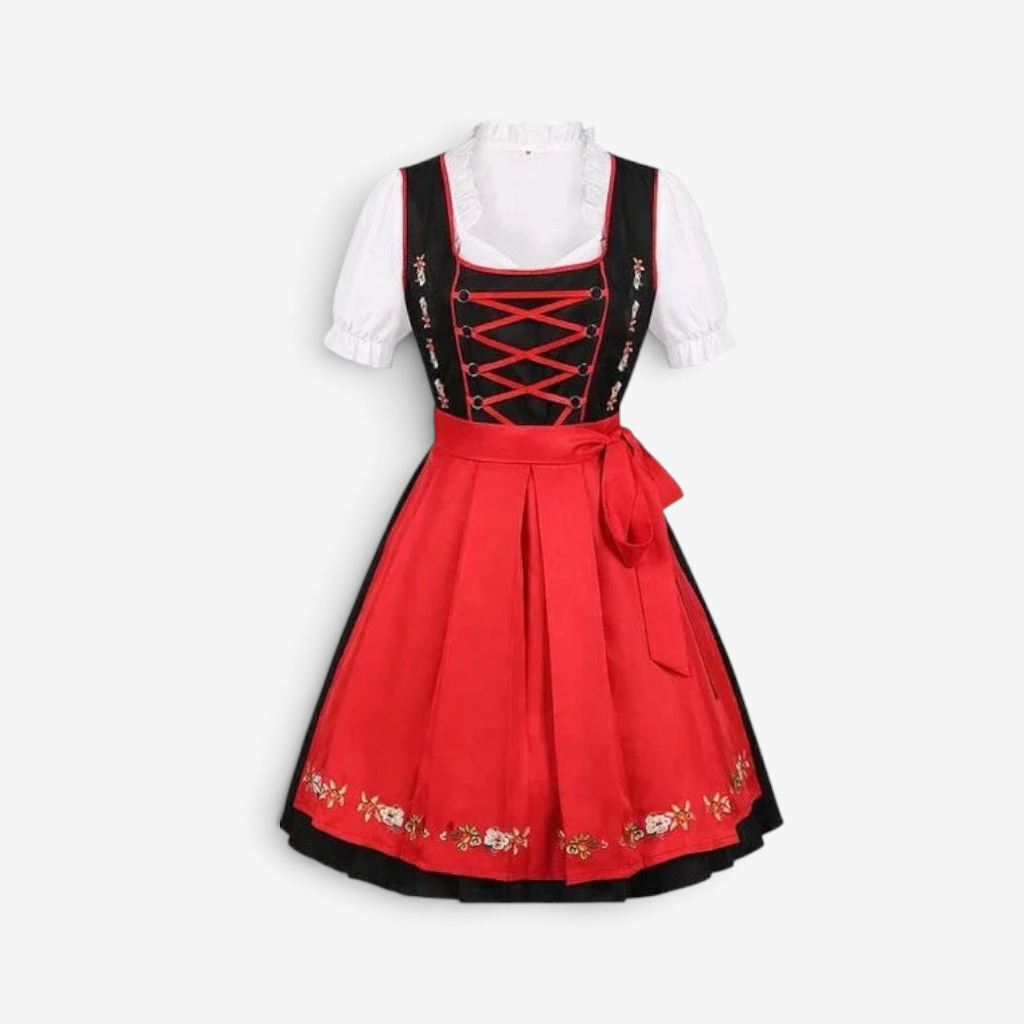 Sukienka dirndl damska z haftem i sznurowaniem | L&V - 4 - Livia-Moda