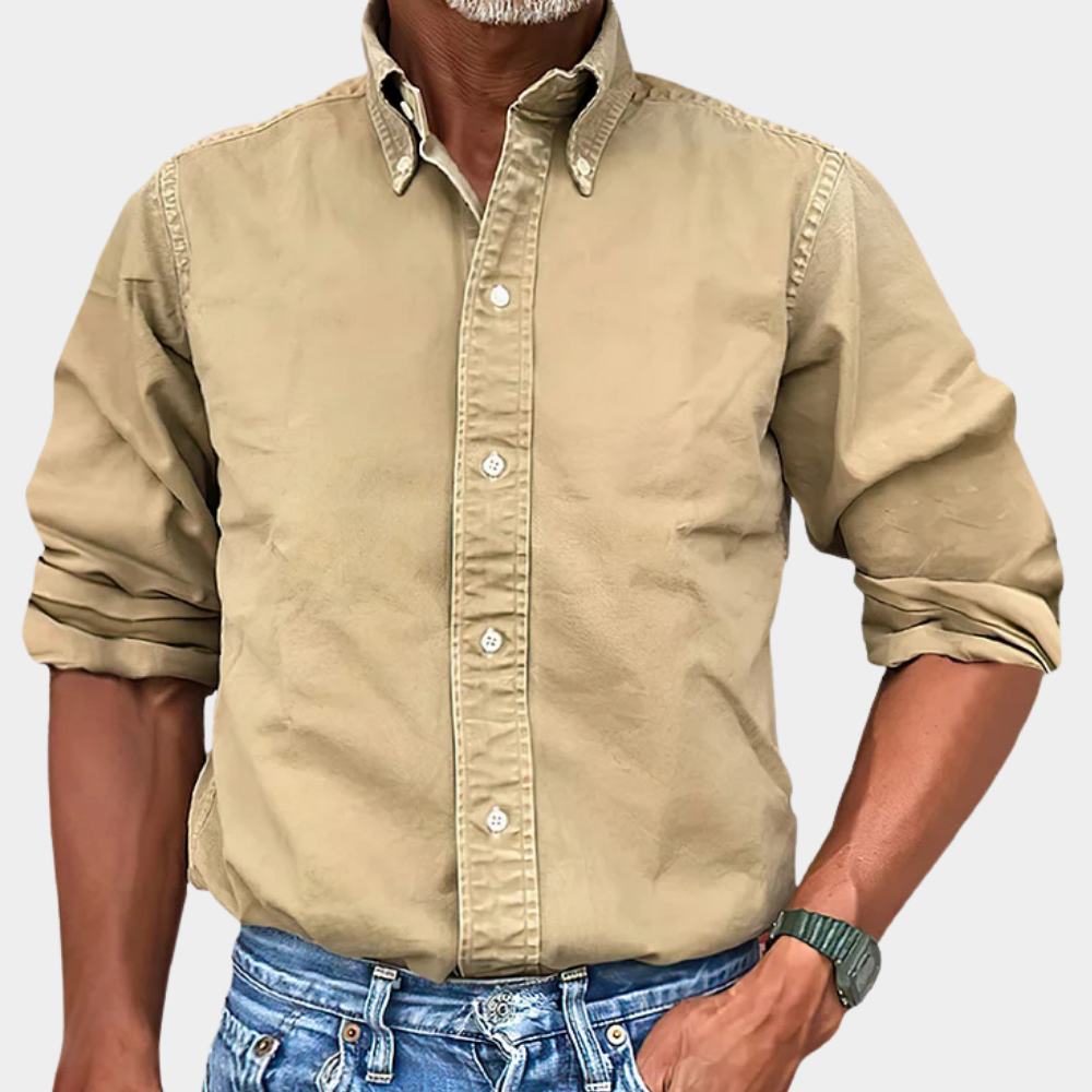 Koszula męska z kołnierzykiem button-down w klasycznym kroju | L&V - 1 - Livia-Moda