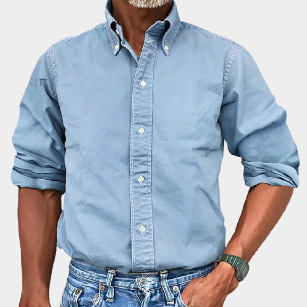 Koszula męska z kołnierzykiem button-down w klasycznym kroju | L&V - 4 - Livia-Moda