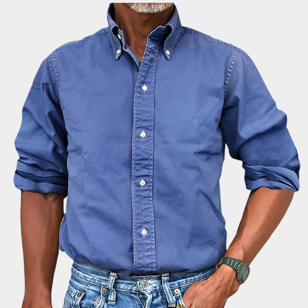 Koszula męska z kołnierzykiem button-down w klasycznym kroju | L&V - 6 - Livia-Moda
