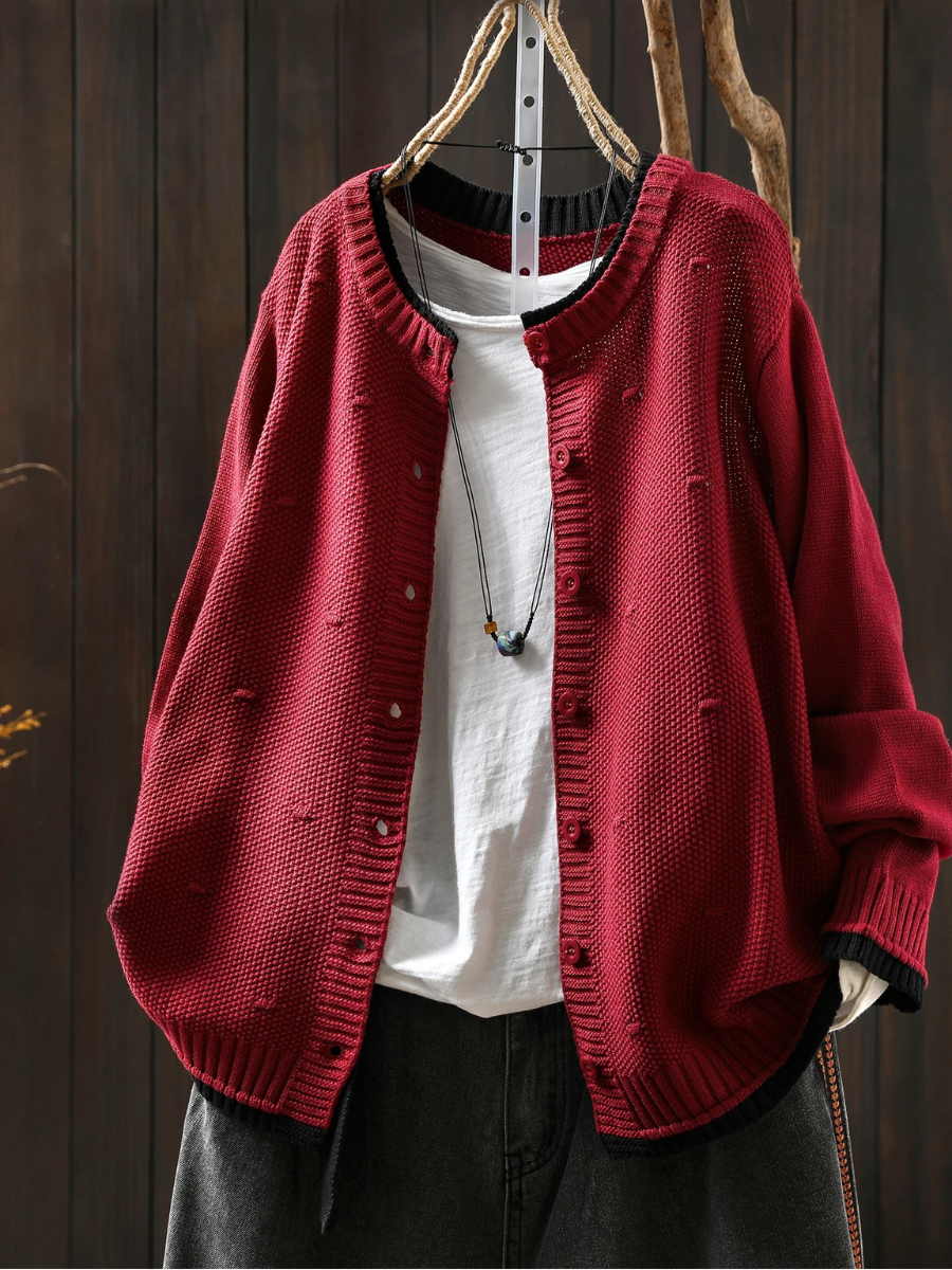 Damski kardigan w oversize'owym kroju z guzikami | L&V - 3 - Livia-Moda