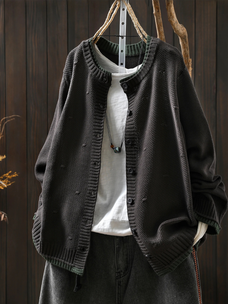 Damski kardigan w oversize'owym kroju z guzikami | L&V - 9 - Livia-Moda