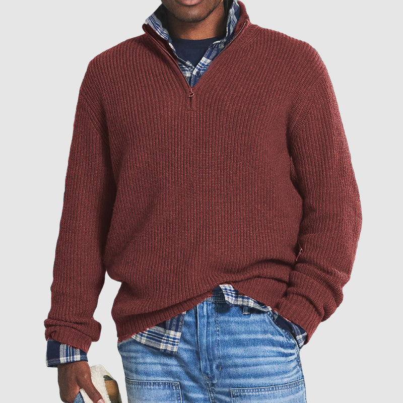 Pullover Herren mit Reißverschluss und strukturiertem Schnitt | A&B - 1 - Annoboutique