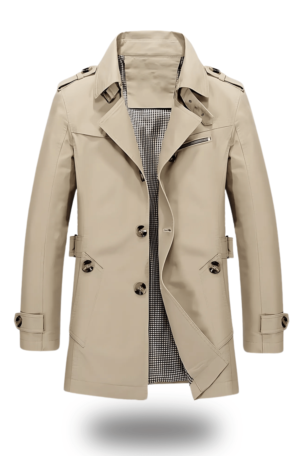 Trenchcoat męski o klasycznym kroju z eleganckimi detalami | L&V - 1 - Livia-Moda