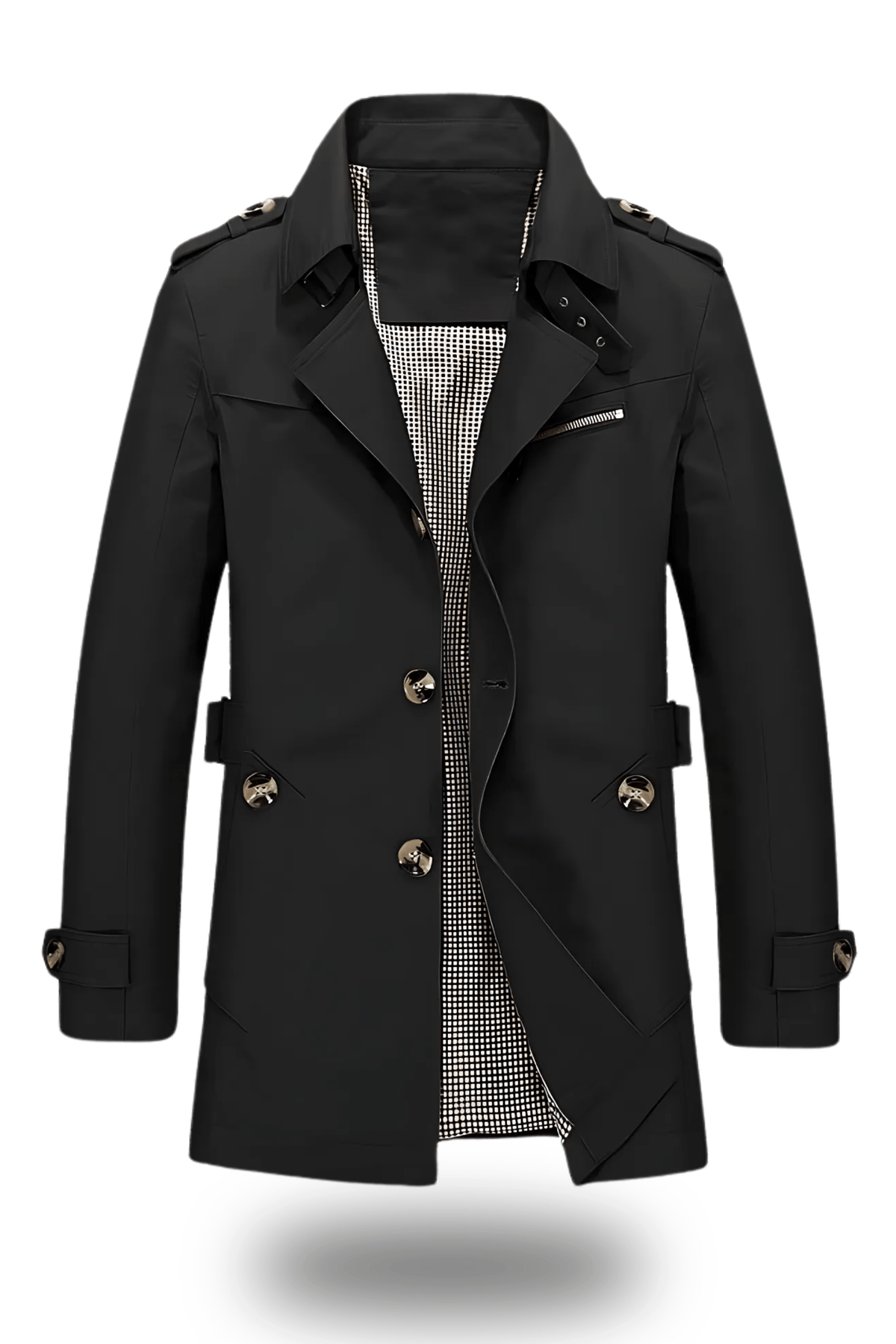 Trenchcoat męski o klasycznym kroju z eleganckimi detalami | L&V - 3 - Livia-Moda