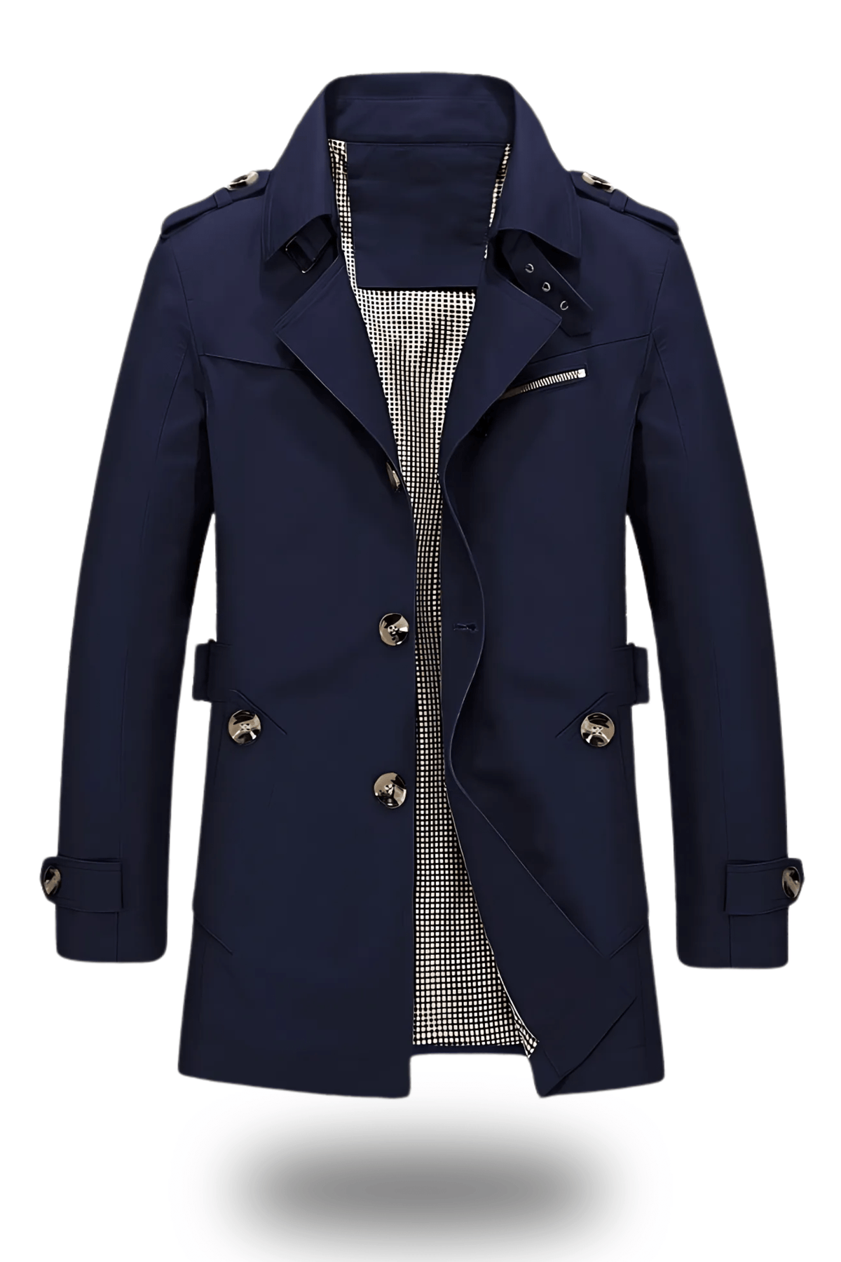 Trenchcoat męski o klasycznym kroju z eleganckimi detalami | L&V - 4 - Livia-Moda
