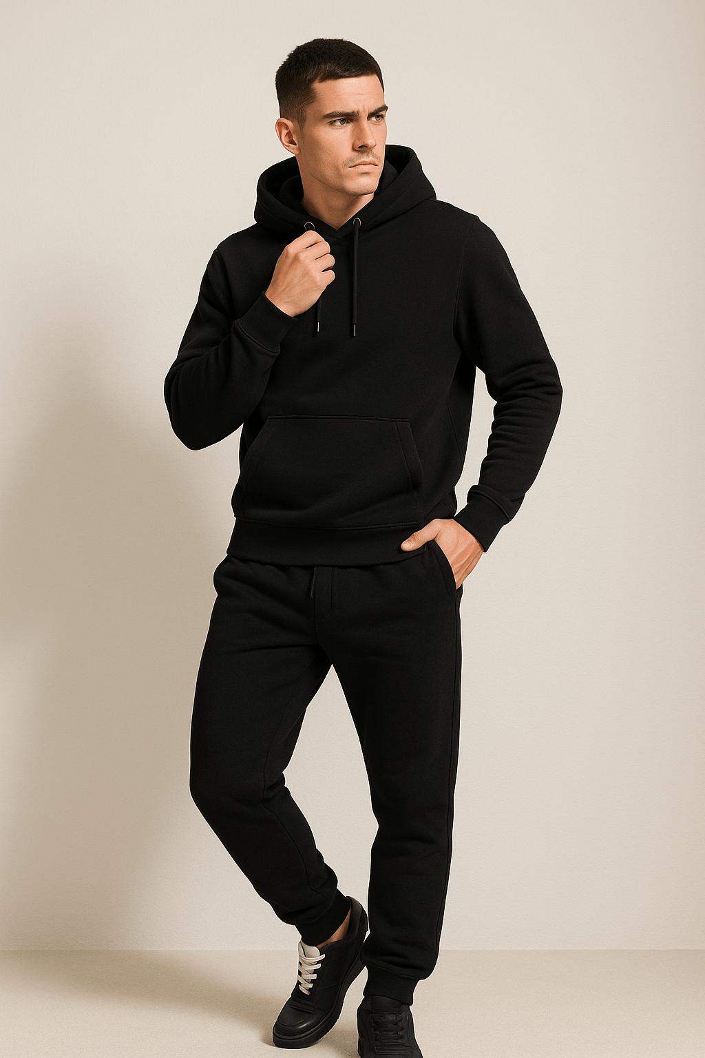 Zestaw Lounge Męski z Hoodie i Spodniami dresowymi - Wygodny Krój | L&V - 2 - Livia-Moda