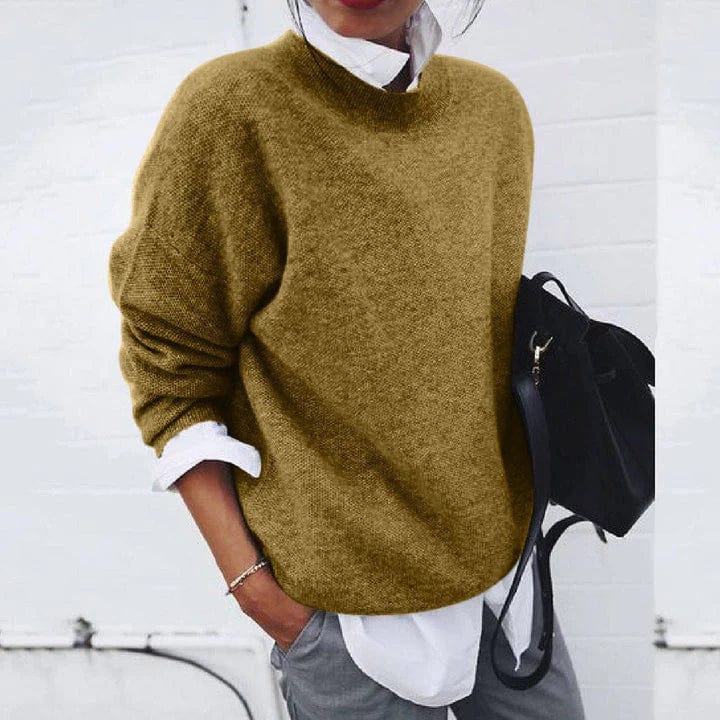 Pullover Damen mit lässiger Passform und hohem Kragen | A&B - 6 - Annoboutique